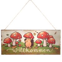 1x Metallschild Blechschild Schild "Willkommen" Igel Pilz Herbst Sachsen-Anhalt - Halle Vorschau