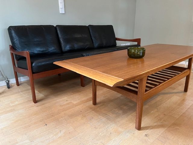 Teak Leder Sofa dänisch vintage midcentury in Leipzig