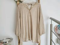 XXL 50 52 Ulla Popken Shirt Bluse Langarmshirt beige Spitze Sachsen-Anhalt - Genthin Vorschau