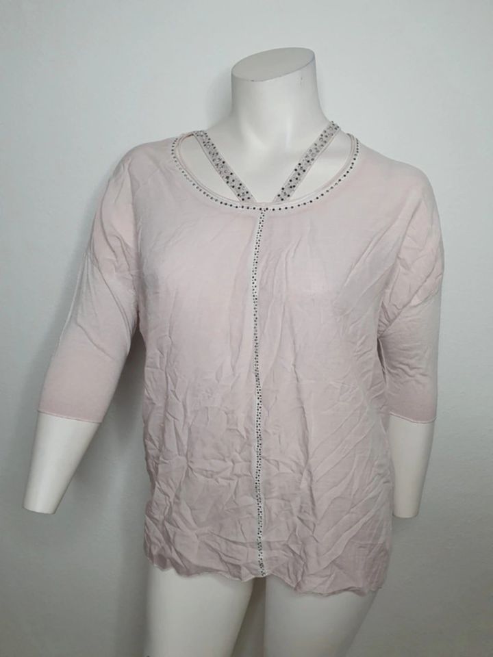 Tredy Shirt 42 rosa Glitzer Bluse Strass Halbarm Rose Top Tunika in Oberhausen