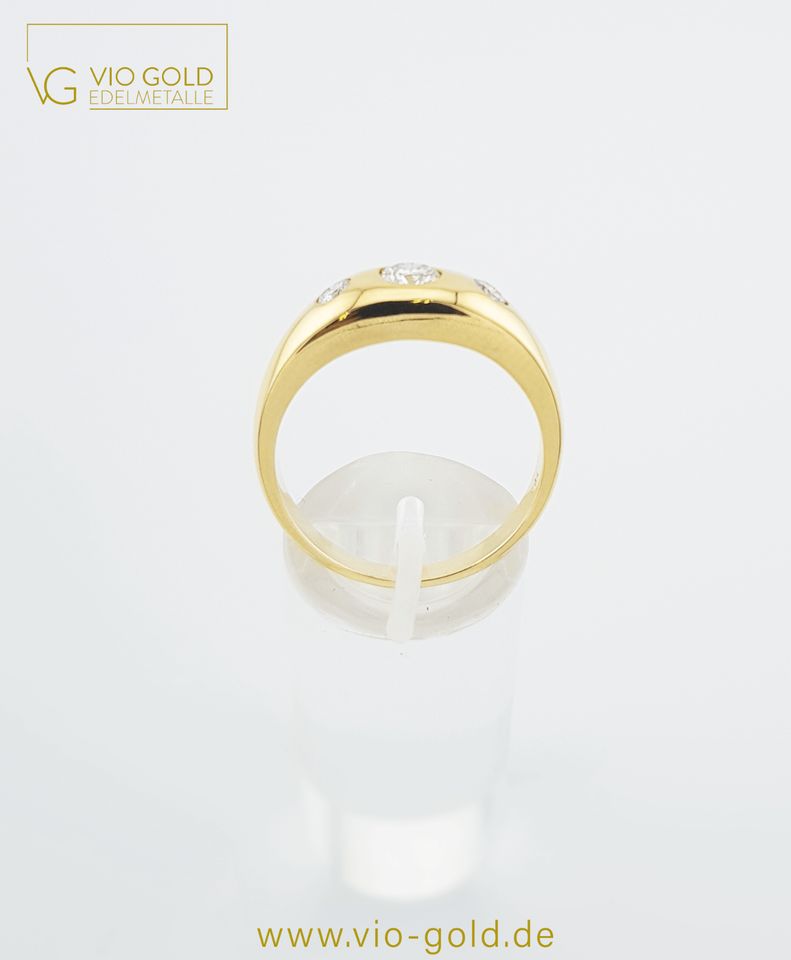 funkelnder Goldring mit 3 Diamanten ca. 0,64 Ct. aus 14 Kt. 585er Gold | Damen - Vio Gold G1295 in Regensburg