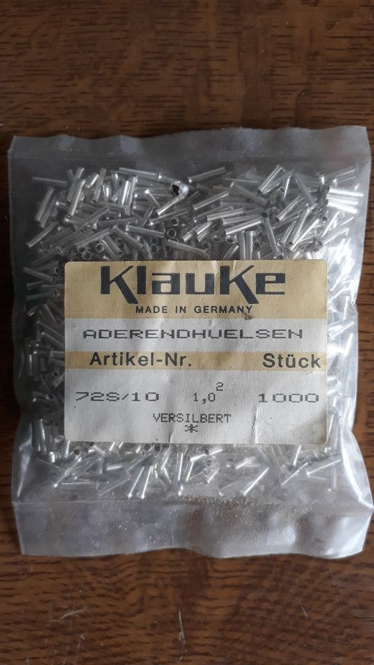 5000 Klauke Aderendhülsen 72S/10 versilbert 1,0qmm Länge 10mm in Rodenbach