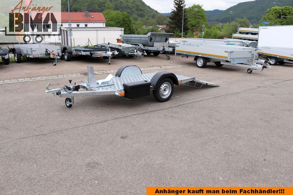 BMA Vezeko Motorrad Anhänger Motovan A08 750kg 248x107cm NEU +BOX in Mühlhausen im Täle