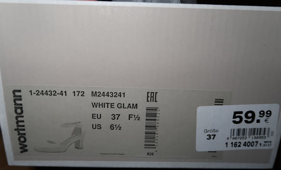 Tamaris Pumps weiß Daenery white glam Gr. 37 / 38 F 1/2 neu in Dresden