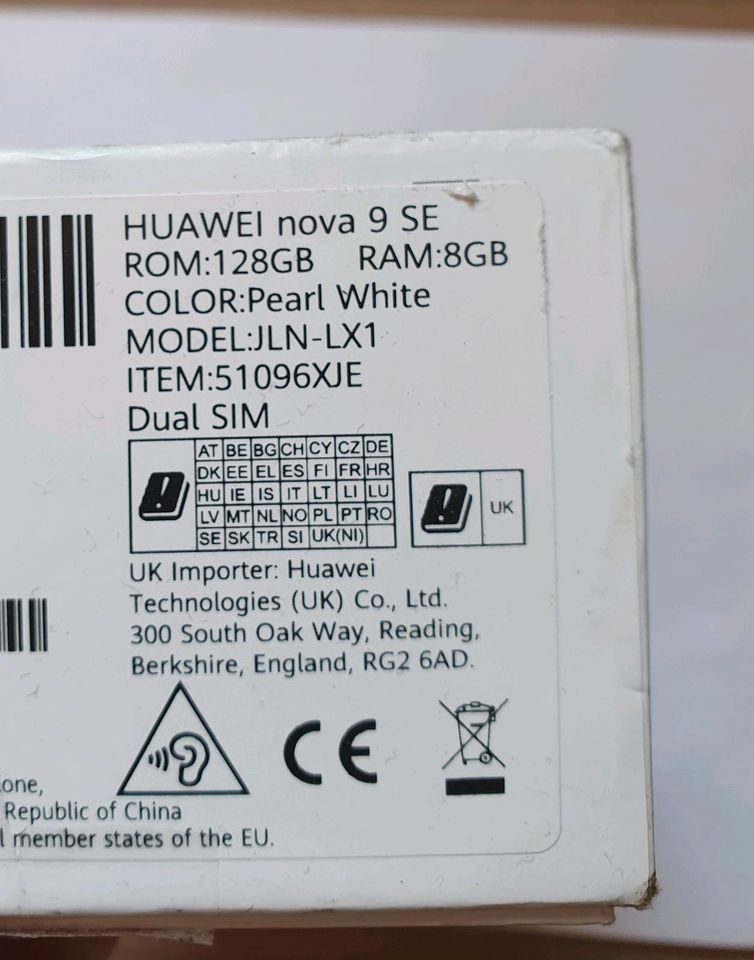 Huawei Nova 9 SE, ROM 128 Gb RAM 8 GB, Pearl White, Wie neu in Dortmund