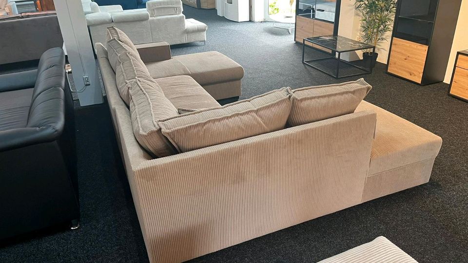 ⭐ Sofa Couch U-Form grau Cord Wohnlandschaft⭐ Möbel Outlet Hütte in Georgsmarienhütte
