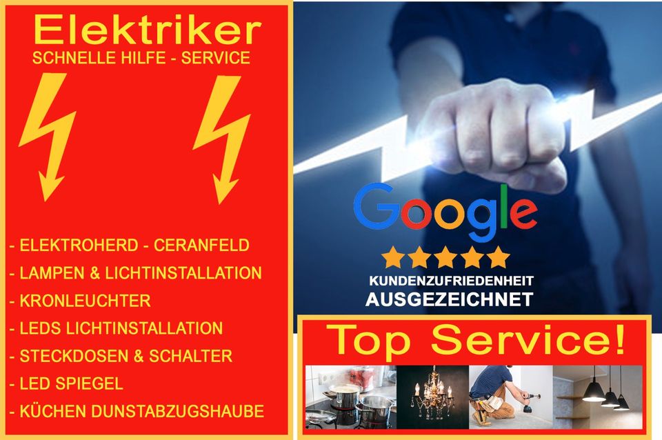 Elektriker ↯ Handwerker SOFORT-UNTERSTÜTZ! E-Herd, Starkstrom, Backofen, Lampen, Licht Installation und Waschmaschine & Geschirrspüler -anschließen! in Hamburg