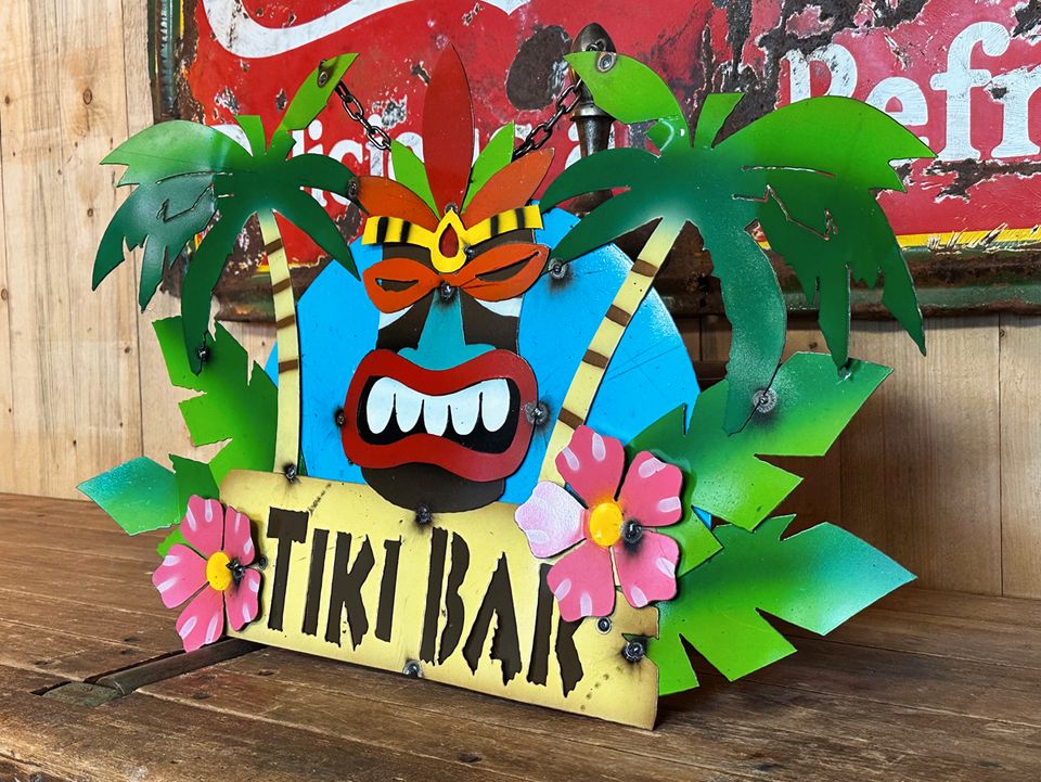 XL TIKI BAR PALMS SCHILD COCKTAIL BAR BAMBUS ROCKABILLY MAI TAI in Hamm