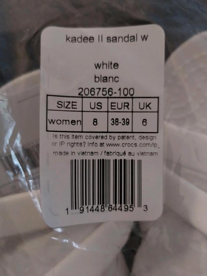 Crocs Damen Kadee II W in 38 Sandalen  neu ovp in weiß 38 - 39 in Lauenburg