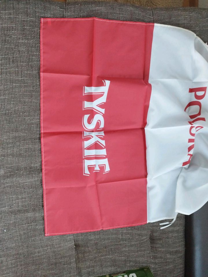 Fahne Polska Tyskie neu rot weiß in Fleckeby