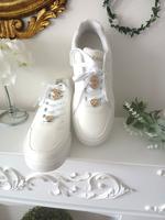 Sneaker Fashion weiß gold Gr. 41 mit Dekoclips Bayern - Wiggensbach Vorschau