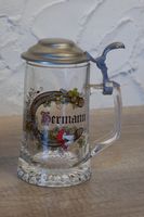 Glas Bierkrug mit Zinndeckel und Name Hermann Niedersachsen - Hage Vorschau