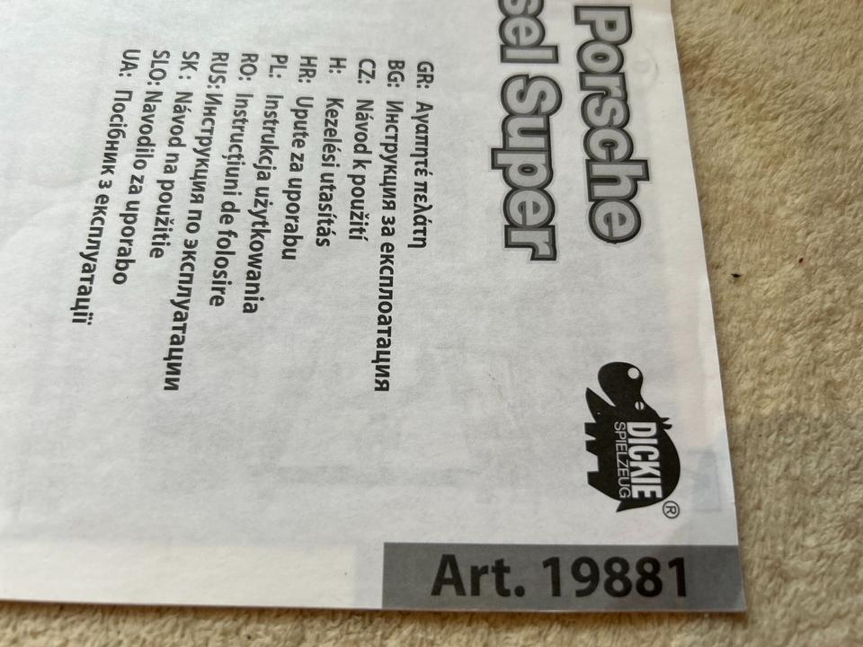 Original Anleitung Dickie RC Porsche Diesel Super DIN A4 in Stuhr