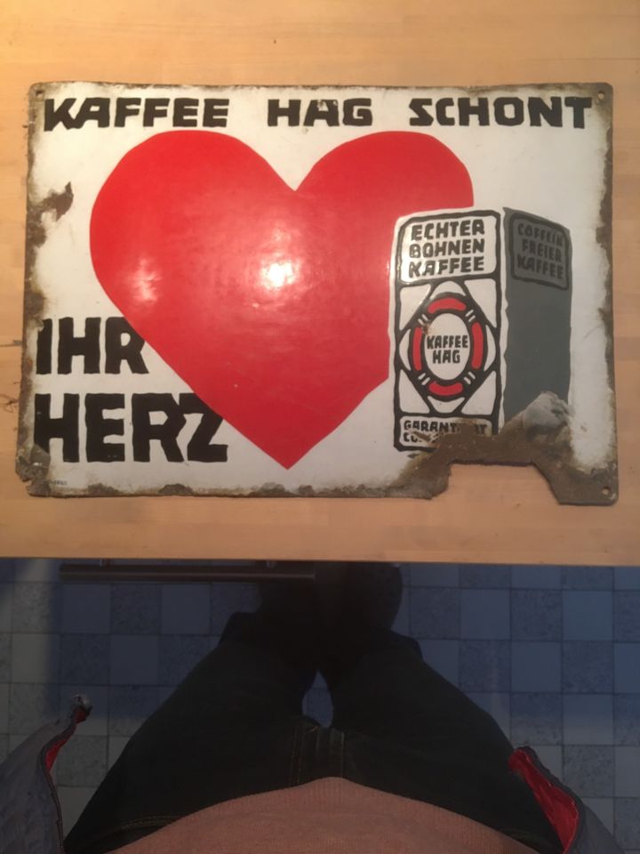 Emailleschild + Tassen Kaffe HAG in Dresden