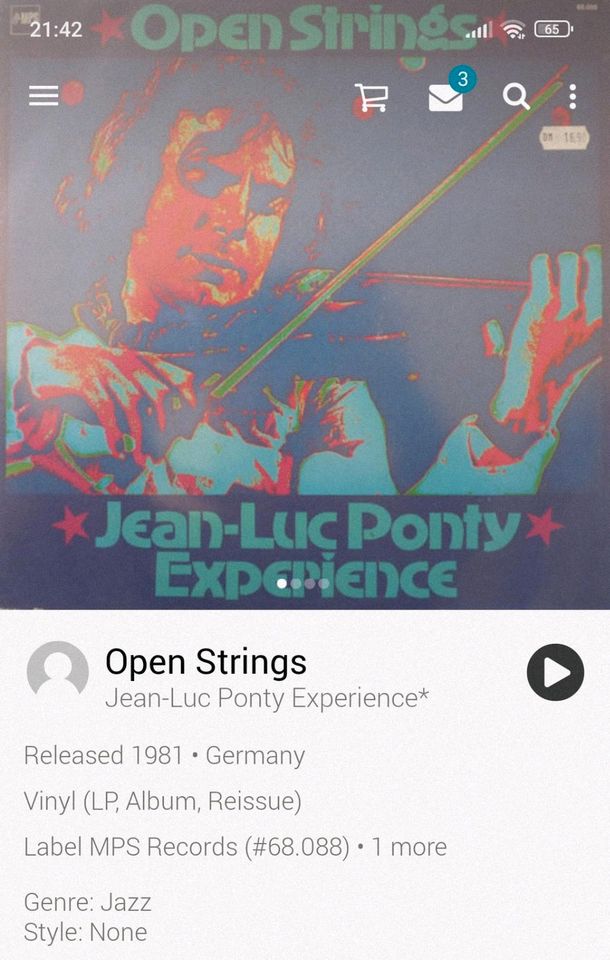 Jean Luc Ponty Experience Open Strings Vinyl LP Schallplatte in Hagen