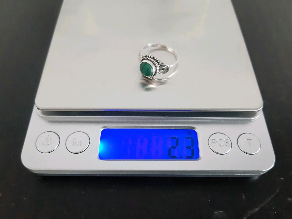Vintage ! Filigraner Silberring Ring mit Malachit 925 Silber in Rudolstadt