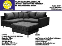 Sofa Couch Wohnlandschaft L Form + Hocker Microfaser schwarz Nordrhein-Westfalen - Mettingen Vorschau