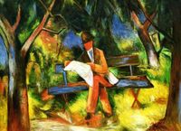 August Macke - Lesender Mann i98968 80x110cm Ölbild handgemalt Berlin - Treptow Vorschau