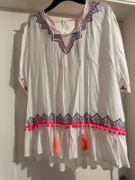 Bluse Boho Hippie Tunika weiß pink mit Bommel onesize Hamburg-Nord - Hamburg Eppendorf Vorschau