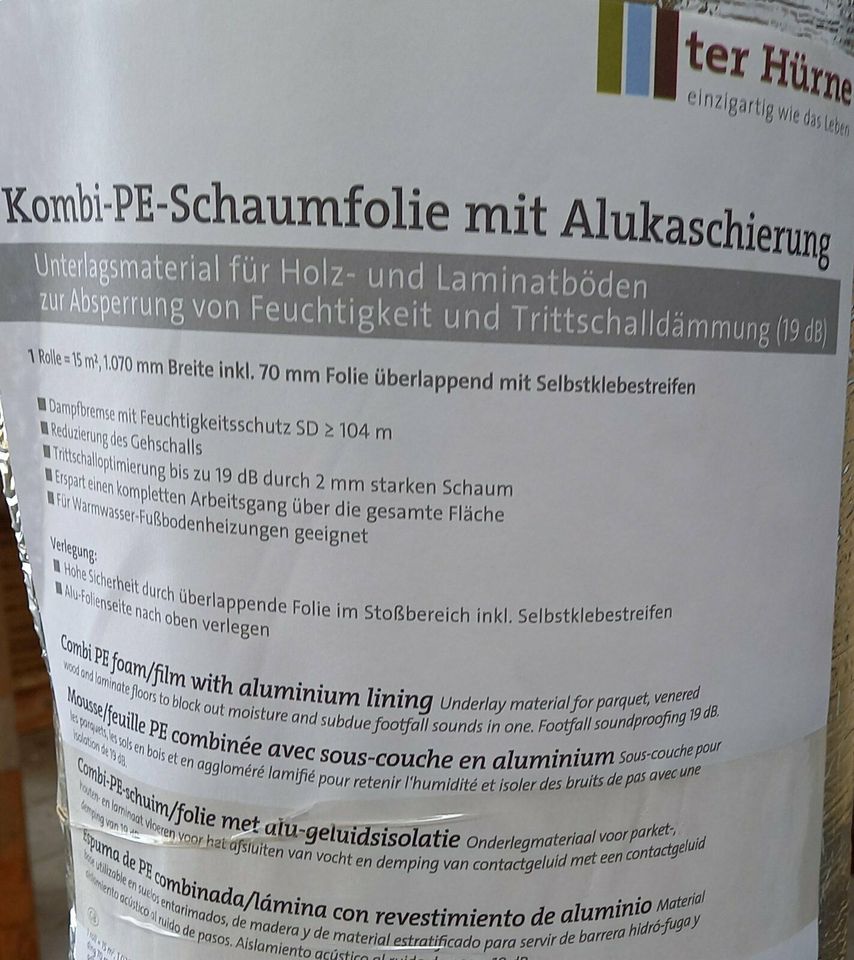 Trittschall, Kombi-PE-Schaumfolie mit Alu, Trittschalldämmung in Ahaus