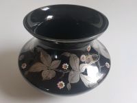 Hyalithglas schwarzes Glas Vase Emaillemalerei + Silver Overlay Wuppertal - Elberfeld Vorschau