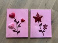 2 Acryl Leinwand Bilder Kinderzimmer Mädchen rosa 3D Herz Stern Bayern - Alzenau Vorschau