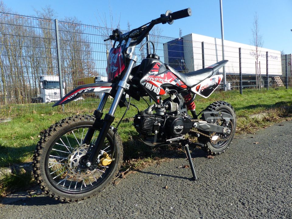 125ccm Dirtbike Pitbike KXD 607 4Takt 14/12 Enduro Cross Motorrad in Greven