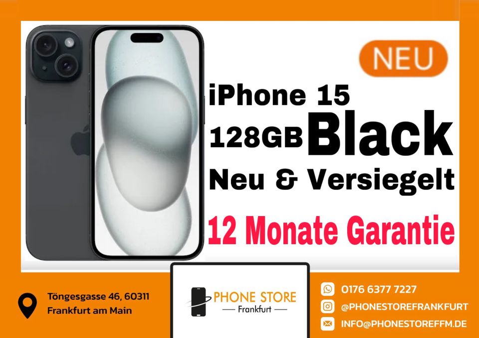 ✴️ iPhone 15 / 128GB / Neu / UNGEÖFFNET / Black ✴️ in Frankfurt am Main