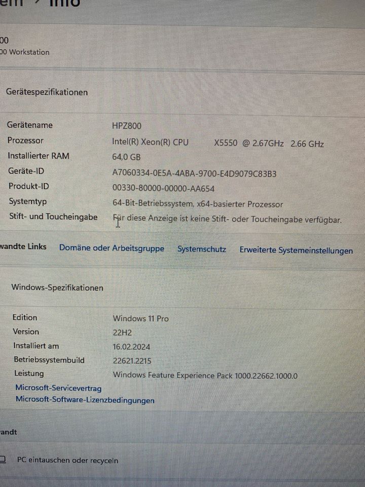 HP Z800 X5550 64GB RAM 256GB SSD Workstation PC Computer in Bochum