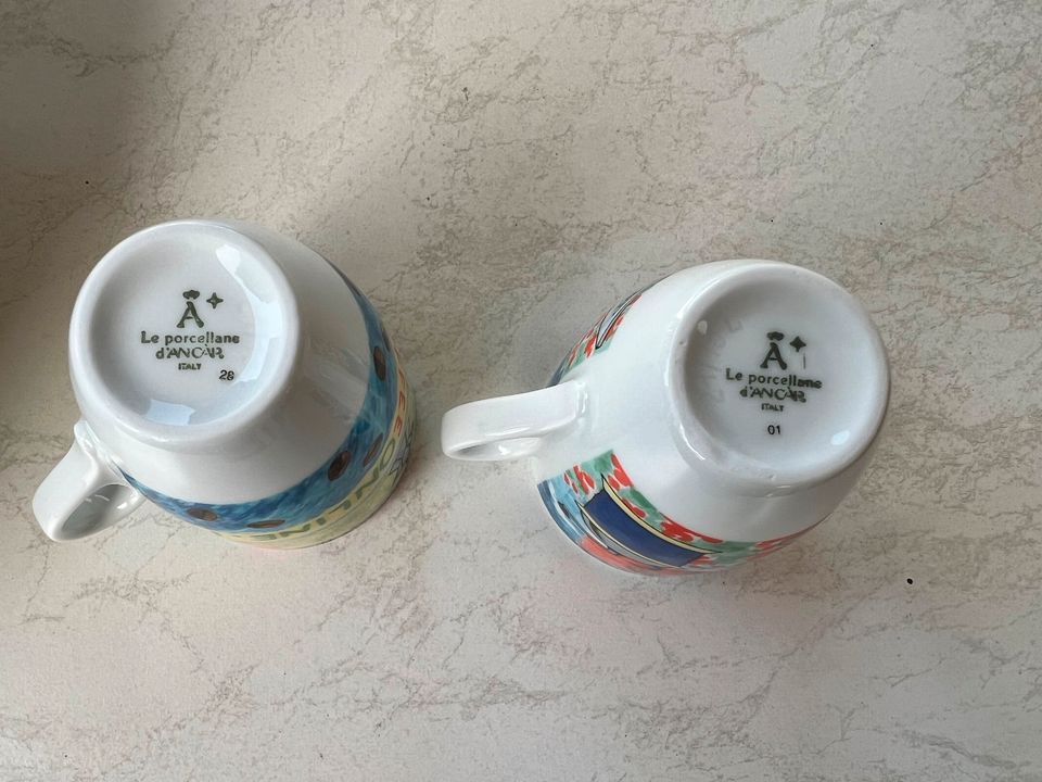 2 NEUE Espresso Tassen mit Unterteller von Le porcellane dÁNCAP in Bischofswerda