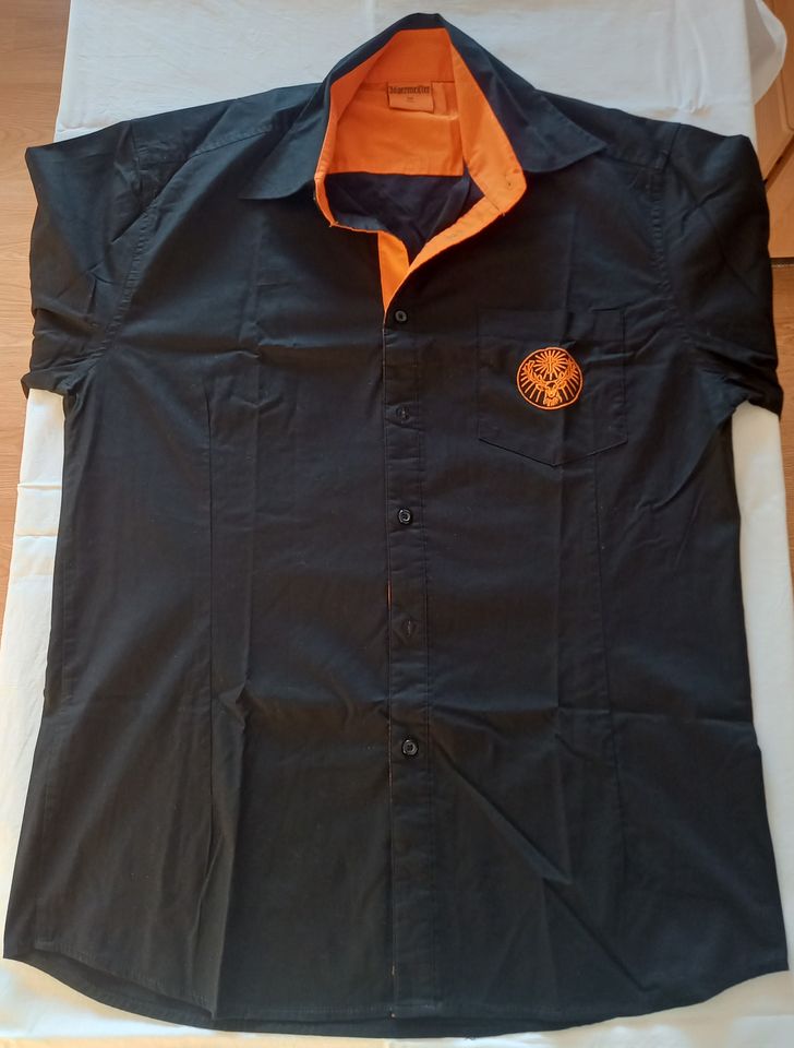 Jägermeister Stilvolles Hemd, Langarm - schwarz/orange, Größe M in Bad Emstal