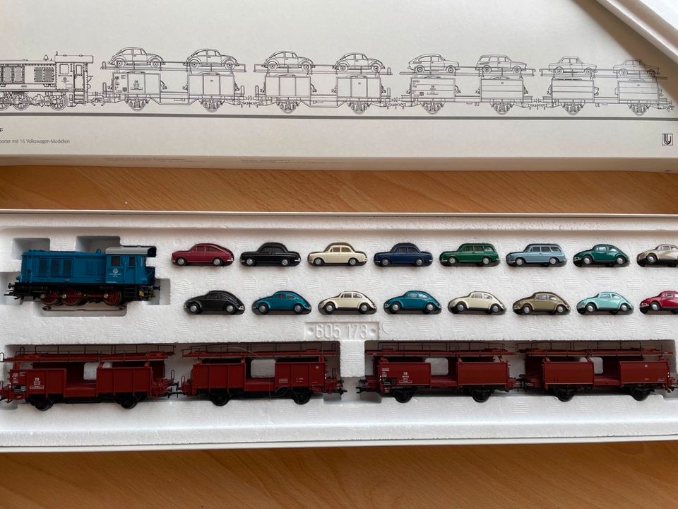 H0 Märklin Autotransportzug mit 16 VW Modellen in Tabarz Thüringer Wald