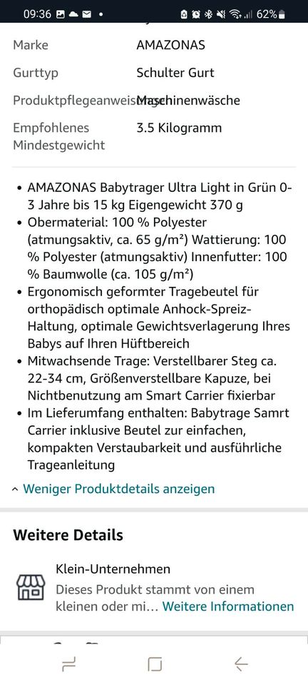 Babytrage bis 2. Lebensjahr in Reichenbach (Vogtland)