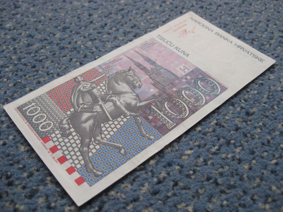 Kroatien Hrvatska 1000 Kuna Schein 1993 Banknote selten RAR! in Nagold