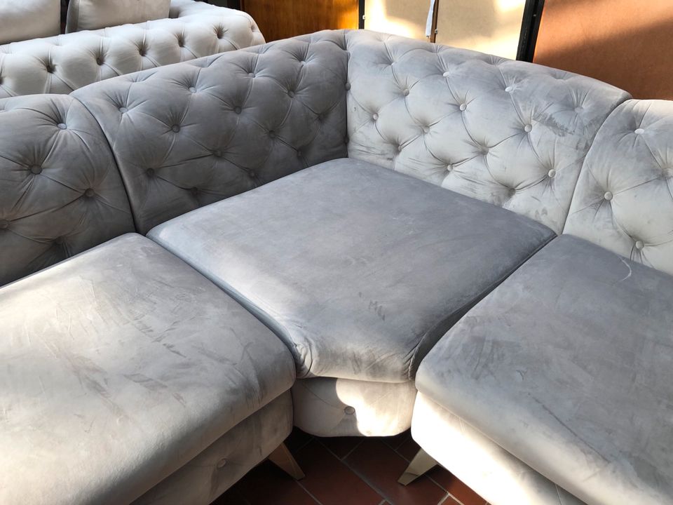 NEU! Ecksofa, Chesterfield, Couch, Samt, Sofa, Champagner in Bremen