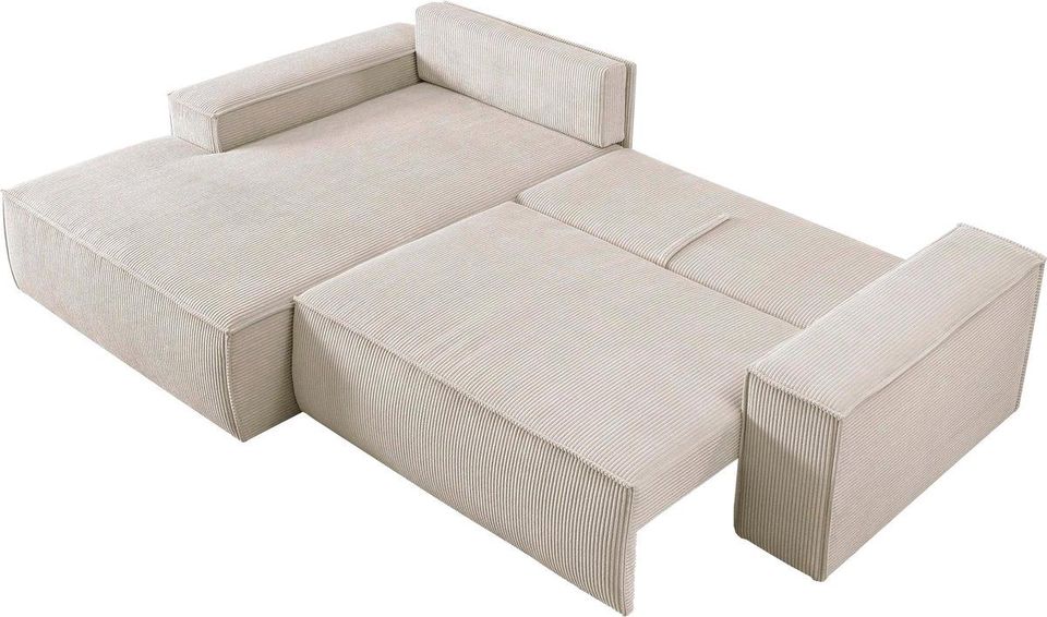 NEU Sofa Couch Cord Beige L Form Schlaffunktion Kasten Block in Köln