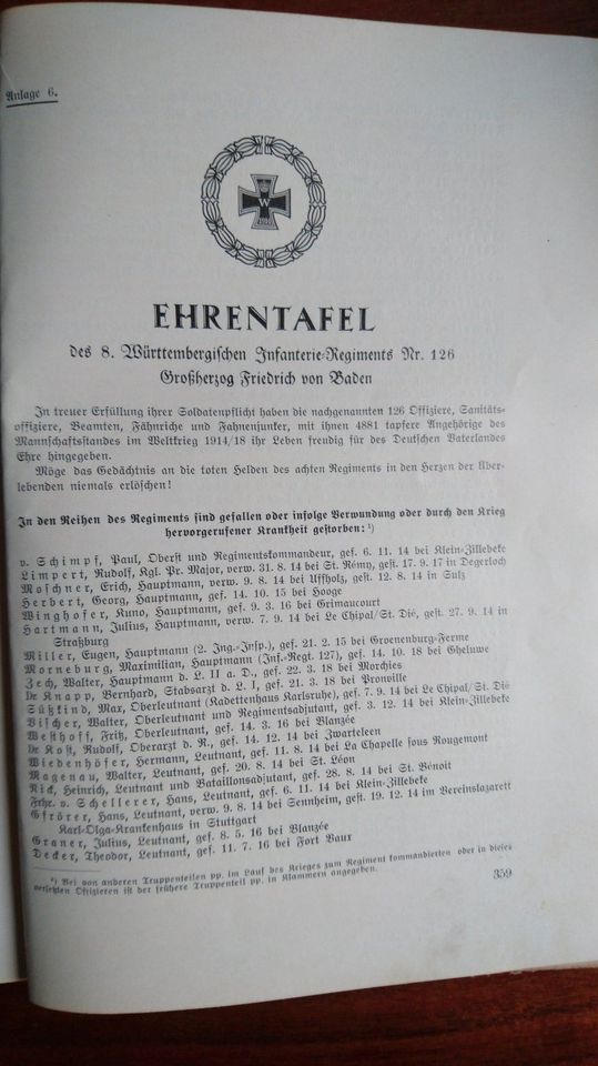 Das 8. Württembergische Infanterie-Regiment Nr. 126 Großherzog.. in Böblingen