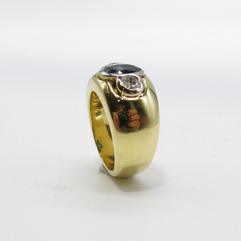 750/-er Gold - Ring Saphir & Diamanten ca.0.40ct. - Gr.55 in Duisburg