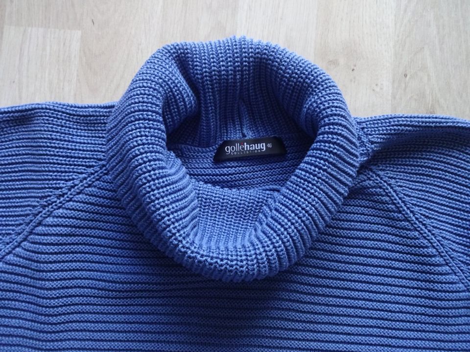 Golléhaug Strick Pulli Rollkragen Pullover L 46 blau langarm TOP! in Pforzheim