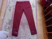 Stretch Jeans Hose Bordeaux Rot Pailletten Stickerei Glitzer 42 Schleswig-Holstein - Schafflund Vorschau