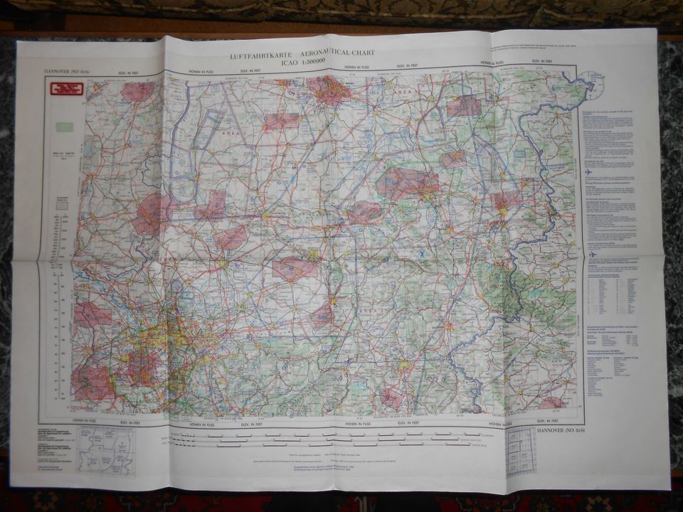 Luftfahrtkarte Hannover ( NO 51/6) ICAO 1:500000 von 1987 in Rahden