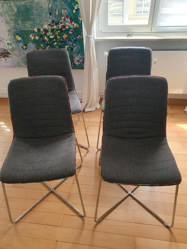 4 Stühle Stuhl Esszimmerstuhl Esszimmerstühle Design grau in Wiesbaden