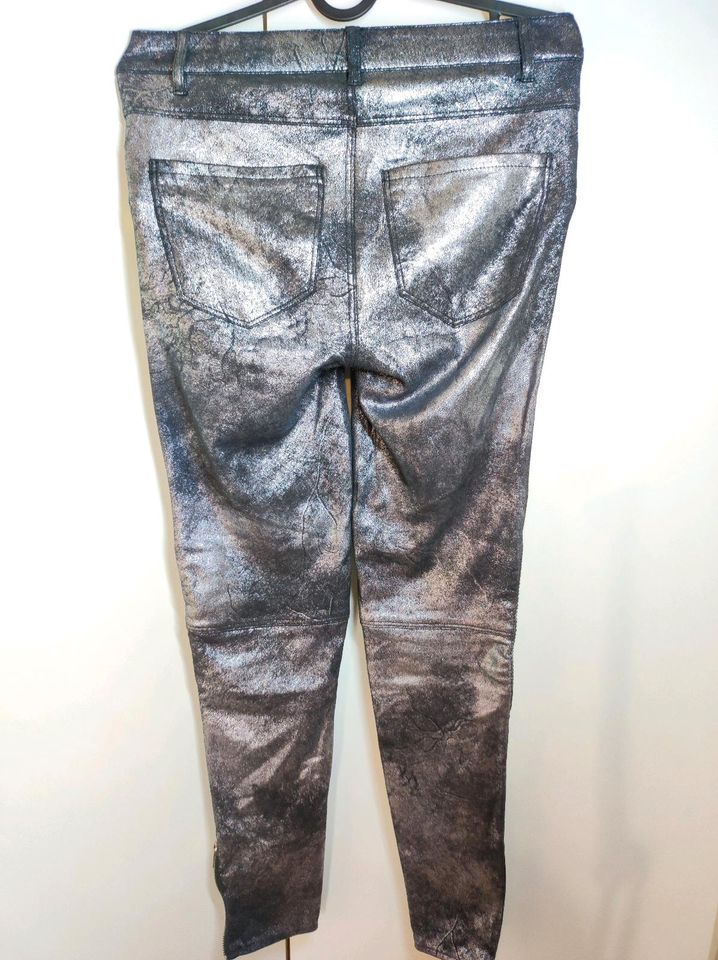 Sexy Zara Premium Denim Collection Hose Silber XS 34 Party Disco in Übach-Palenberg