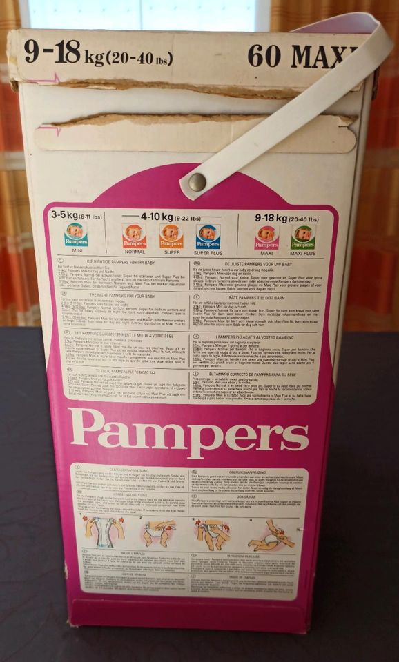 PAMPERS Maxi Vintage 80er Windeln Karton LEER - Sammler in Aurach