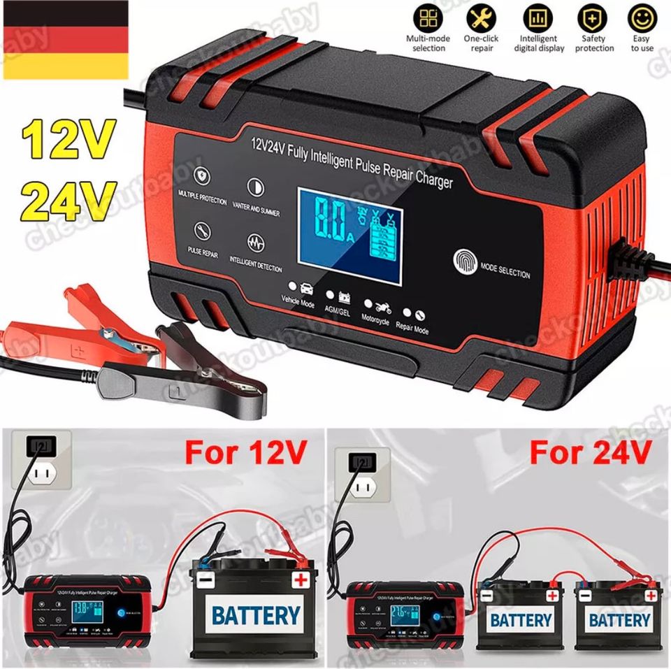 KFZ Auto Batterie Ladegerät Reparatur Akku Starthilfe 12V 24V in Bebra