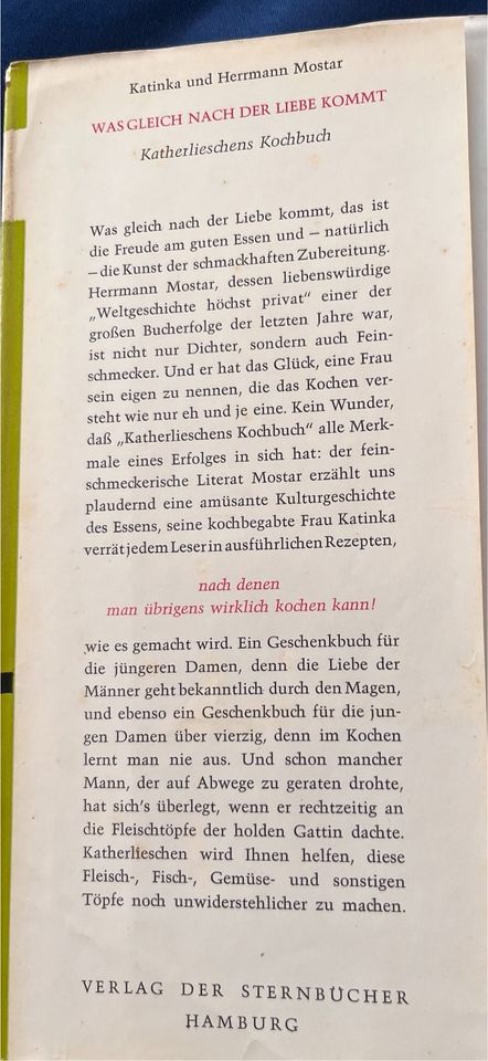 WAS GLEICH NACH DER LIEBE КОММТ KATHERLIESCHENS KOCHBUCH in Niestetal