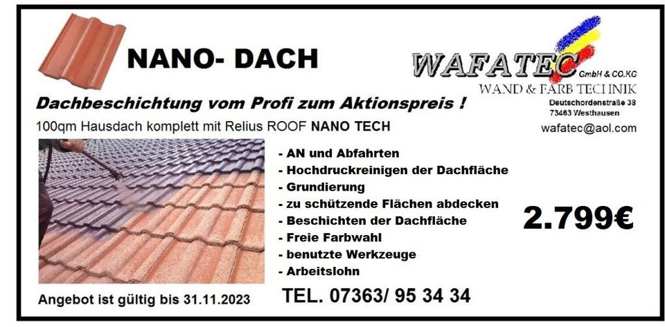 Dachbeschichtung, Dachmaler, Nano Dach, Dach Reinigen in Westhausen