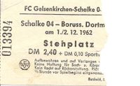 Eintrittskarte Stehplatz S04 - BVB, Sonntag, 2.12.1962, Ergebnis Nordrhein-Westfalen - Krefeld Vorschau