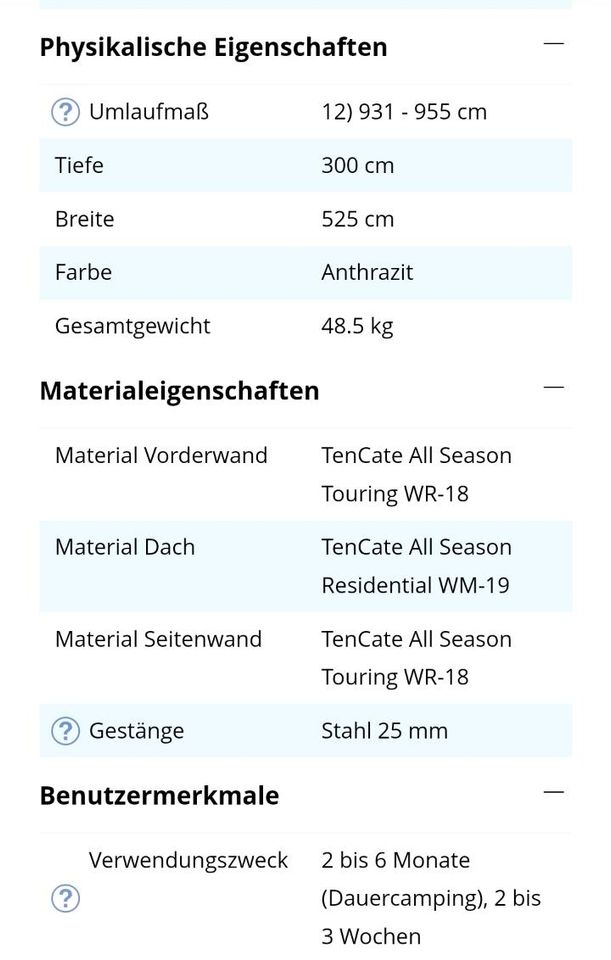 Vorzelt Wohnwagenvorzelt Milaan 300 Umlaufmaß (931-955cm) Obelink in Döbeln