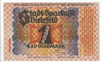 1 Dollar 4,20 Goldmark Stadt Sparkasse Bielefeld 8.11.23 Papier Wandsbek - Hamburg Eilbek Vorschau